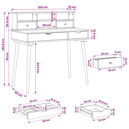 Dressing Table Set FAUSKE 2 pcs White 100 x 50 x 103.5 cm