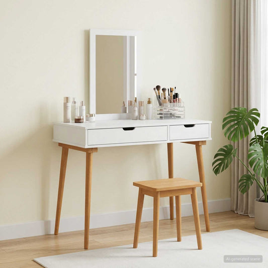 Dressing Table Set FAUSKE 2 pcs White 100 x 50 x 143 cm