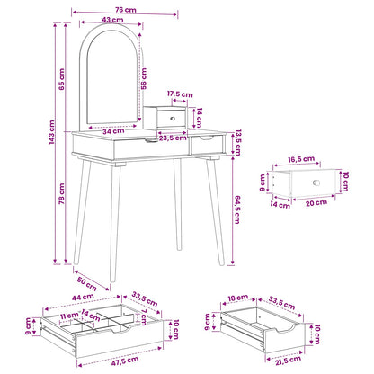 Dressing Table Set FAUSKE 3 pcs White 76 x 50 x 143 cm