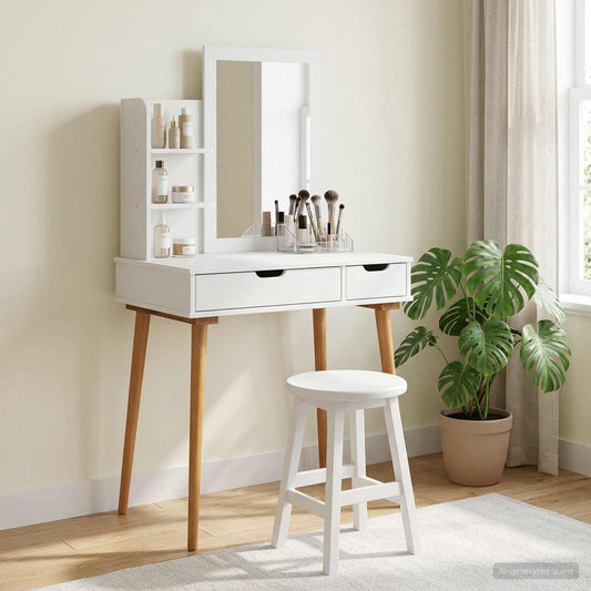 Dressing Table Set FAUSKE 3 pcs White 76 x 50 x 143 cm