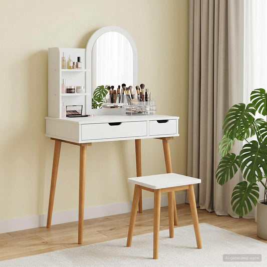 Dressing Table Set FAUSKE 3 pcs White 76 x 50 x 143 cm