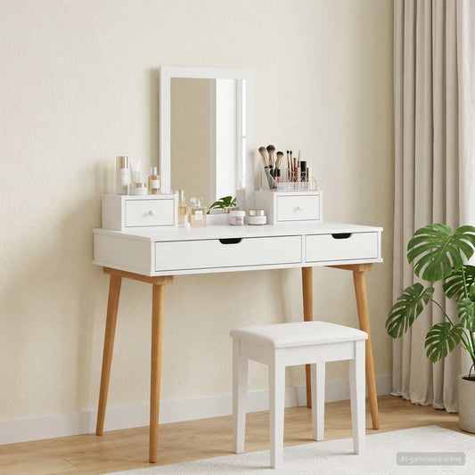 Dressing Table Set FAUSKE 4 pcs White 100 x 50 x 143 cm