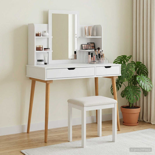 Dressing Table Set FAUSKE 4 pcs White 100 x 50 x 143 cm