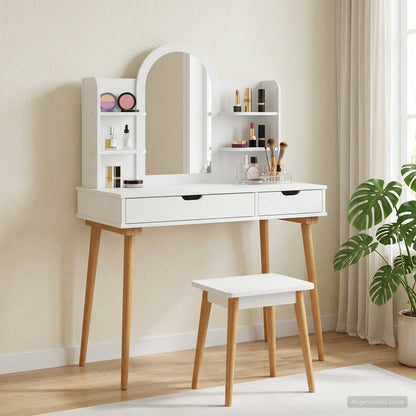 Dressing Table Set FAUSKE 4 pcs White 100 x 50 x 143 cm
