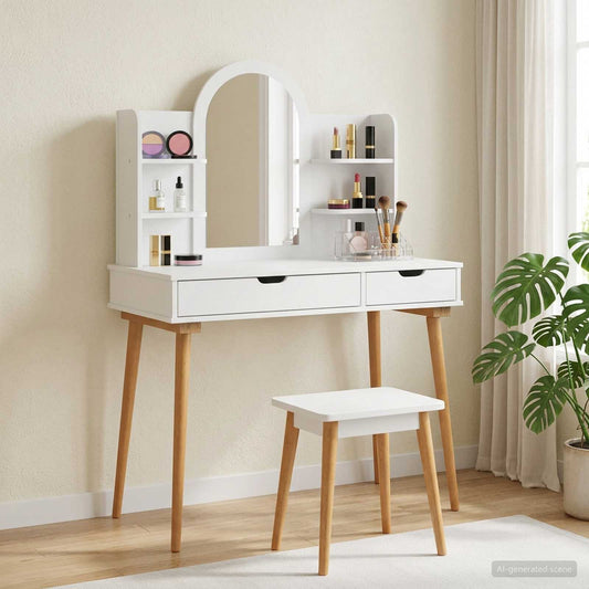 Dressing Table Set FAUSKE 4 pcs White 100 x 50 x 143 cm