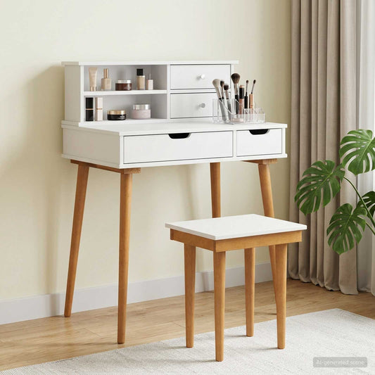 Dressing Table Set FAUSKE 3 pcs White 76 x 50 x 103.5 cm