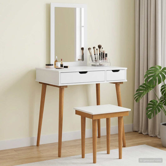 Dressing Table Set FAUSKE 3 pcs White 76 x 50 x 143 cm