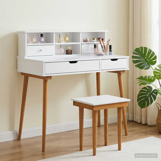 Dressing Table Set FAUSKE 3 pcs White 100 x 50 x 103.5 cm
