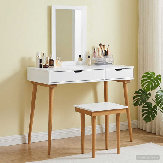 Dressing Table Set FAUSKE 3 pcs White 100 x 50 x 143 cm