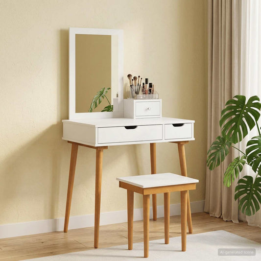 Dressing Table Set FAUSKE 4 pcs White 76 x 50 x 143 cm