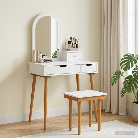 Dressing Table Set FAUSKE 4 pcs White 76 x 50 x 143 cm