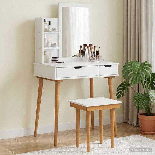 Dressing Table Set FAUSKE 4 pcs White 76 x 50 x 143 cm