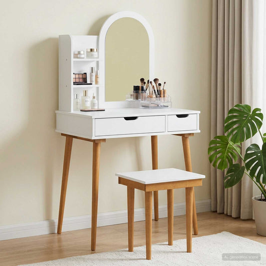 Dressing Table Set FAUSKE 4 pcs White 76 x 50 x 143 cm