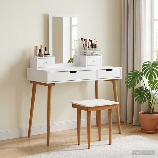 Dressing Table Set FAUSKE 5 pcs White 100 x 50 x 143 cm