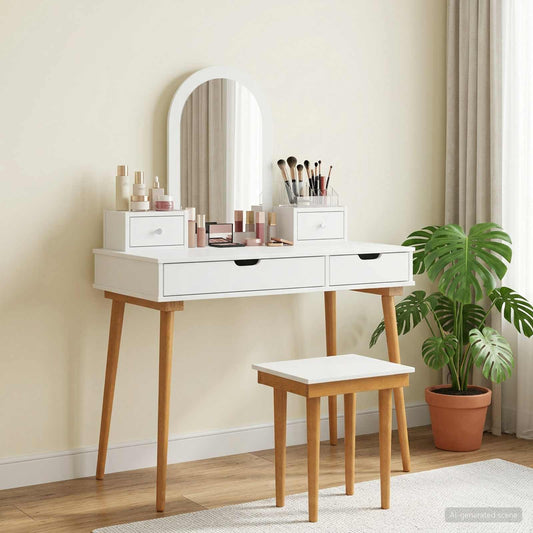 Dressing Table Set FAUSKE 5 pcs White 100 x 50 x 143 cm