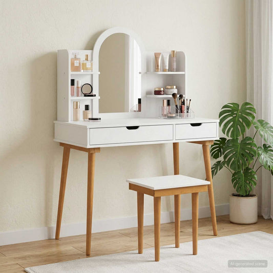 Dressing Table Set FAUSKE 5 pcs White 100 x 50 x 143 cm
