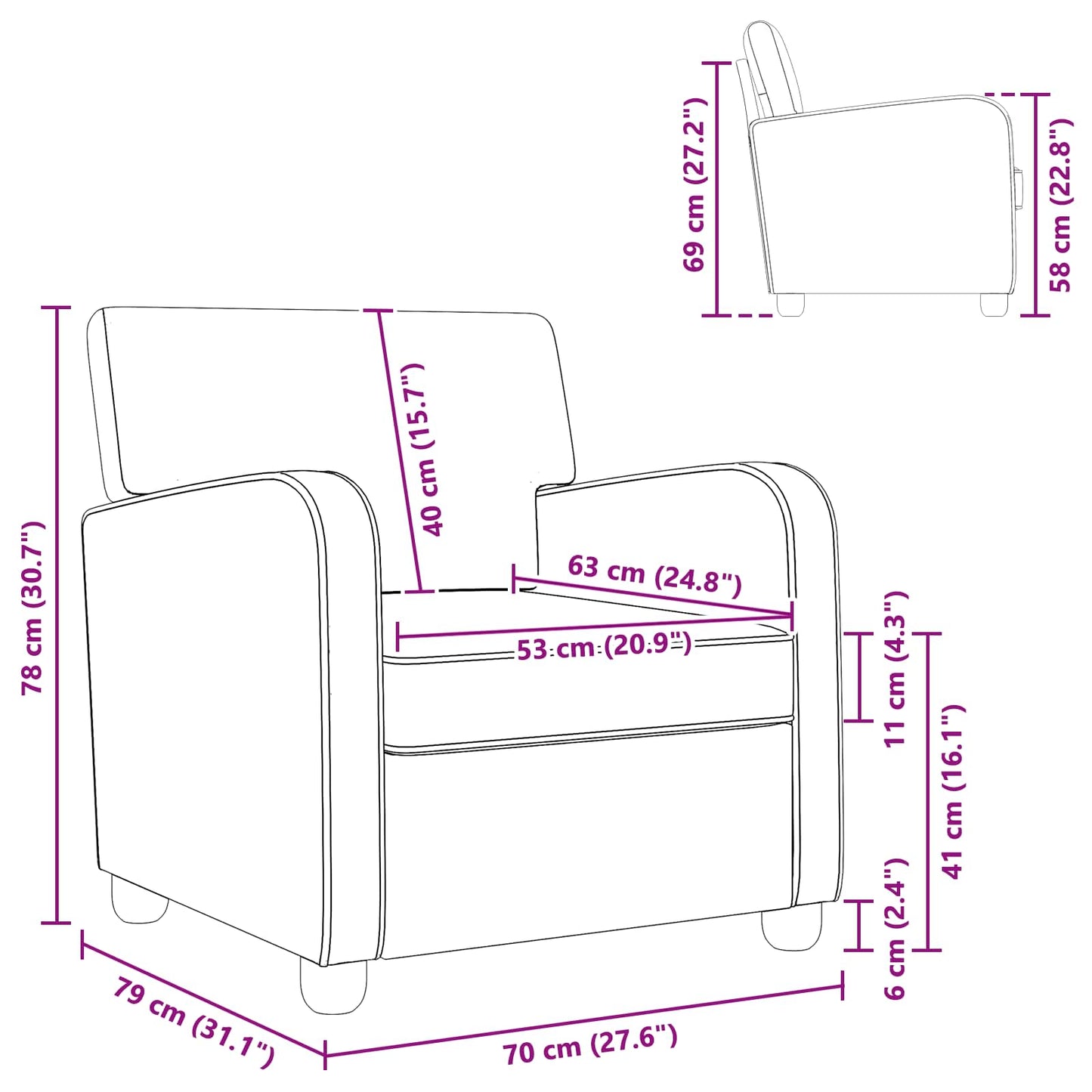 Armchair Pink Faux Lamb Fleece