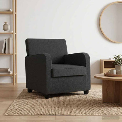 Armchair Dark Grey Faux Lamb Fleece