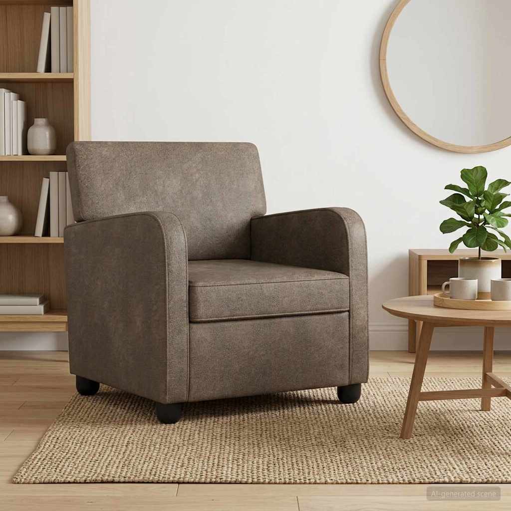Armchair Dark Grey Faux Suede Leather