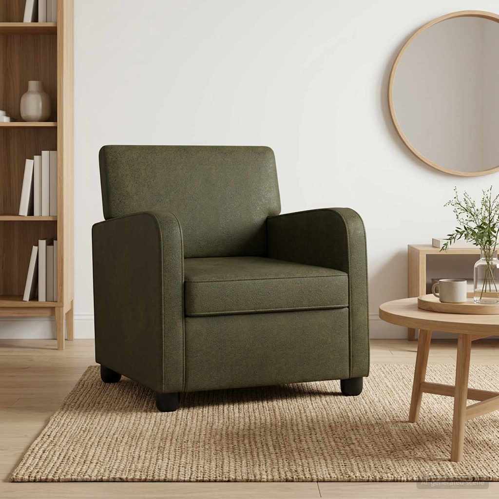 Armchair Army Green Faux Suede Leather