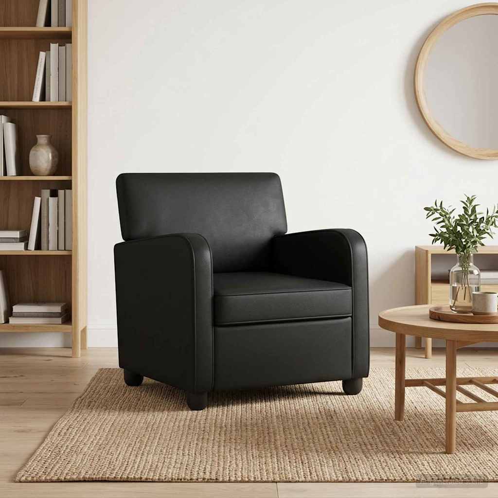 Armchair Shiny Black Faux Leather