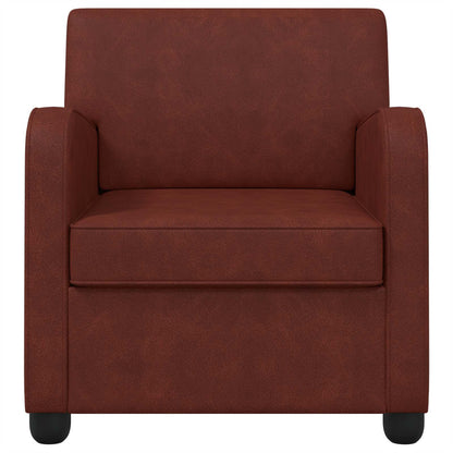 Armchair Antique Shiny Brown Faux Leather