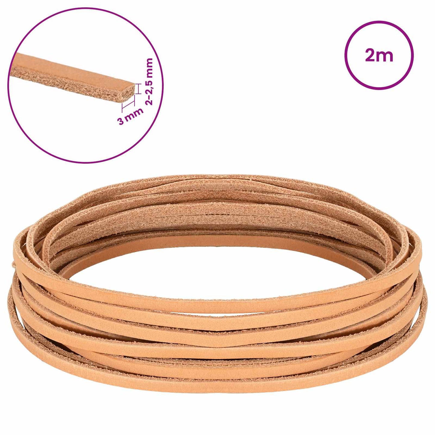 Leather Strap Light Brown 200 x 0.3 cm Leather