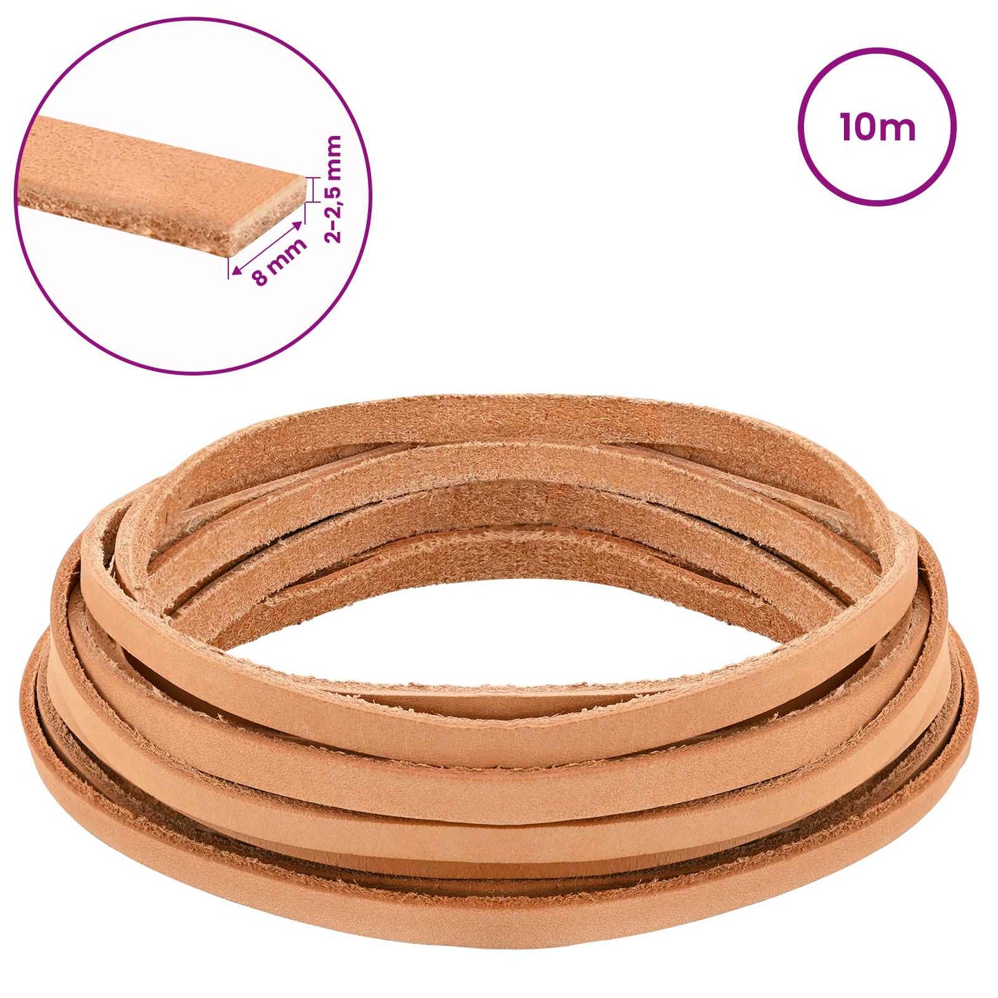 Leather Strap Light Brown 1000 x 0.8 cm Leather