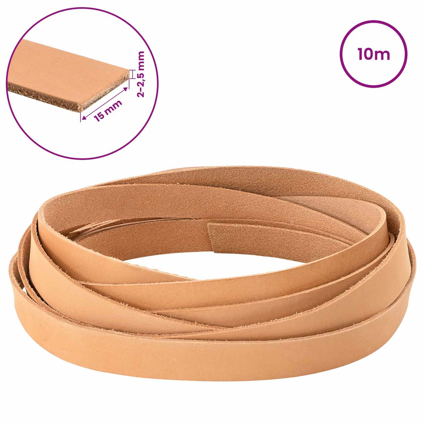 Leather Strap Light Brown 1000 x 1.5 cm Leather