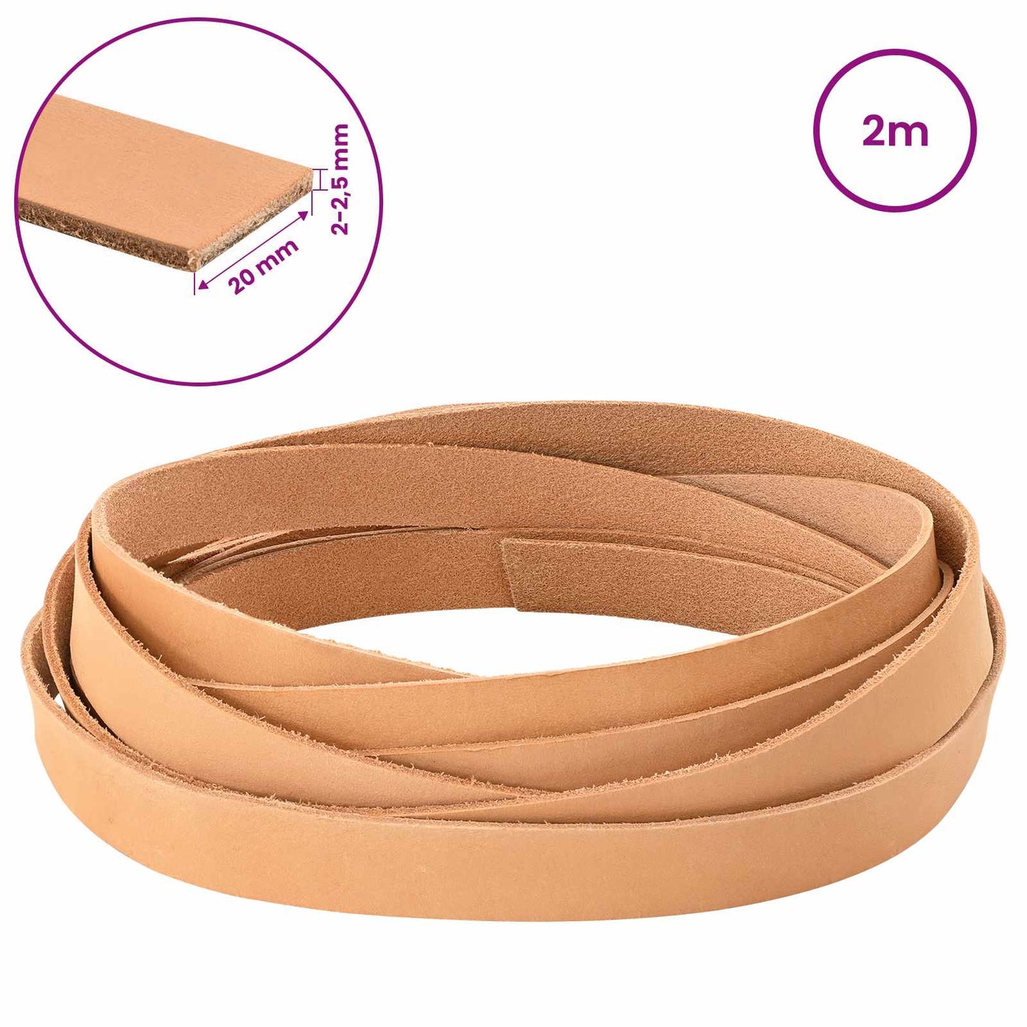 Leather Strap Light Brown 200 x 2 cm Leather