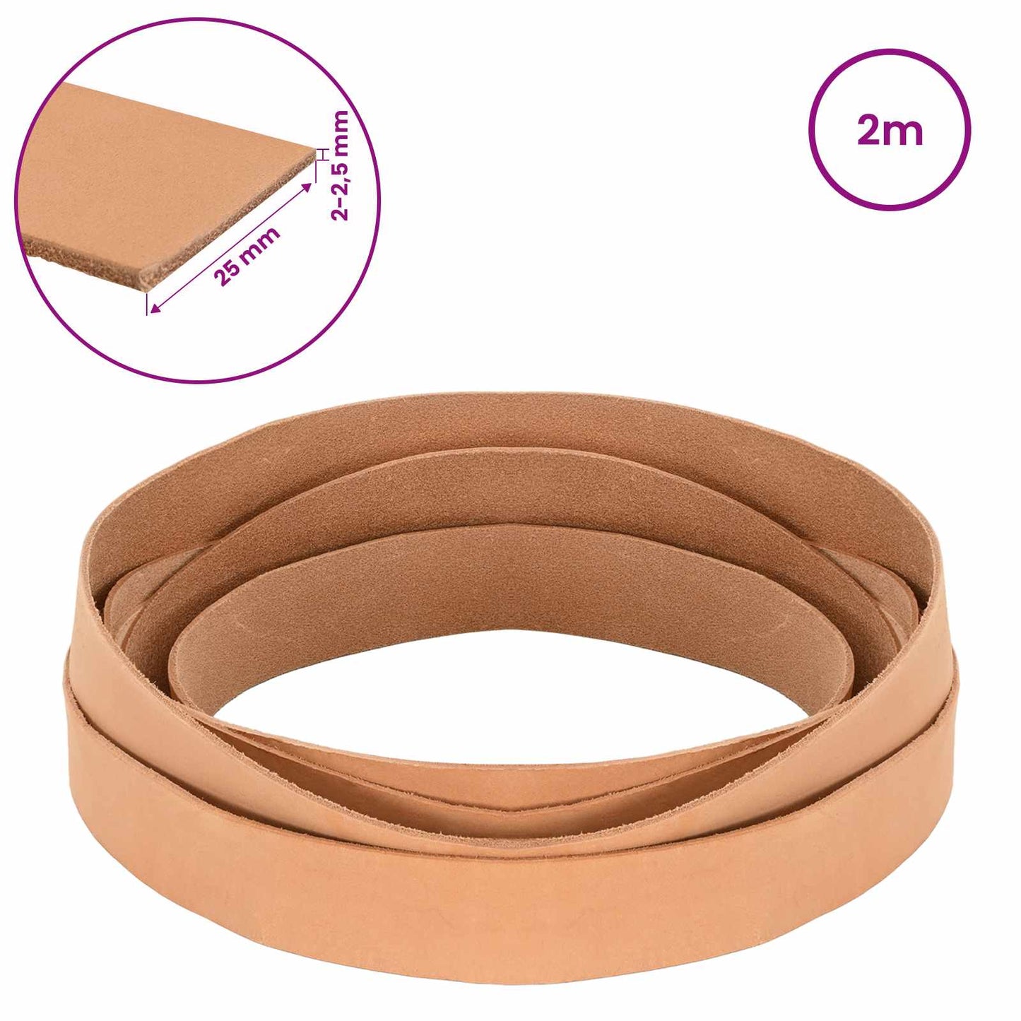 Leather Strap Light Brown 200 x 2.5 cm Leather