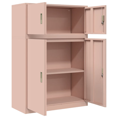 Storage Cabinet 2 pcs Pink 90 x 40 x 130 cm Steel Lockable