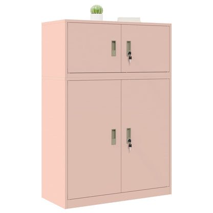 Storage Cabinet 2 pcs Pink 90 x 40 x 130 cm Steel Lockable