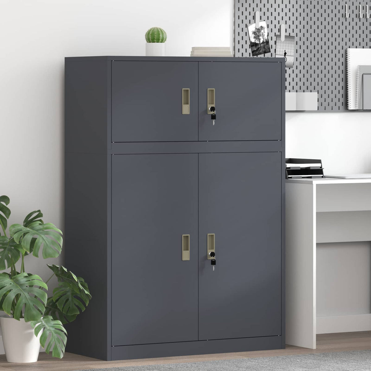 Storage Cabinet 2 pcs Anthracite 90 x 40 x 130 cm Steel