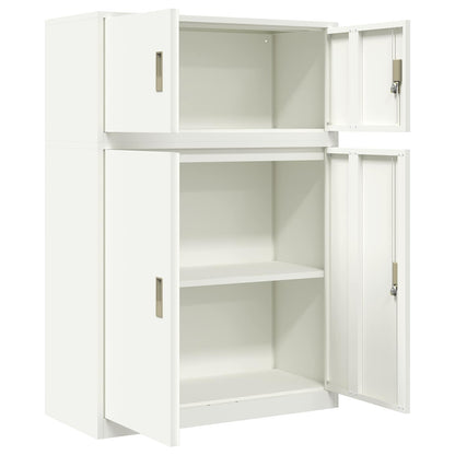 Storage Cabinet 2 pcs White 90 x 40 x 130 cm Steel Lockable