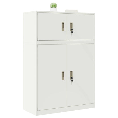 Storage Cabinet 2 pcs White 90 x 40 x 130 cm Steel Lockable