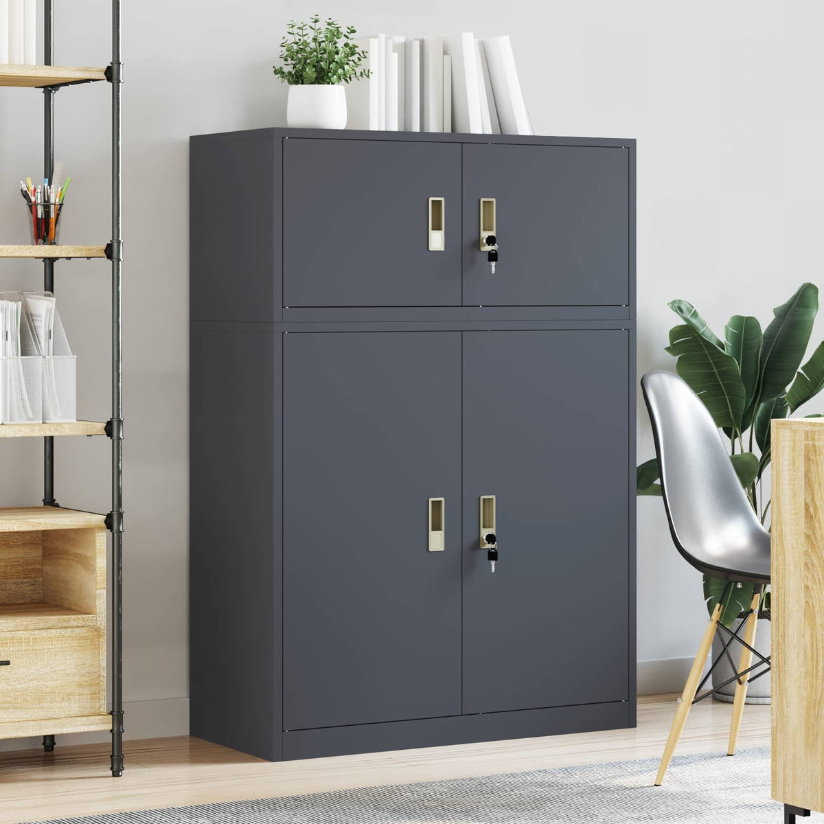Storage Cabinet 2 pcs Anthracite 90 x 40 x 145 cm Steel