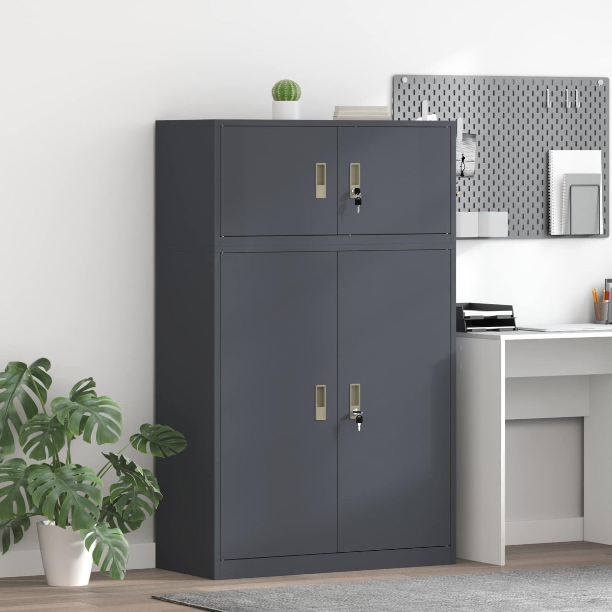 Storage Cabinet 2 pcs Anthracite 90 x 40 x 145 cm Steel