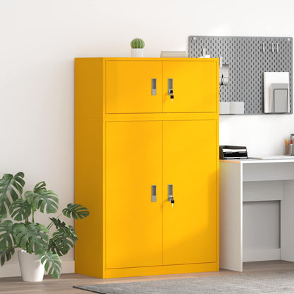 Storage Cabinet 2 pcs Mustard Yellow 90 x 40 x 145 cm Steel