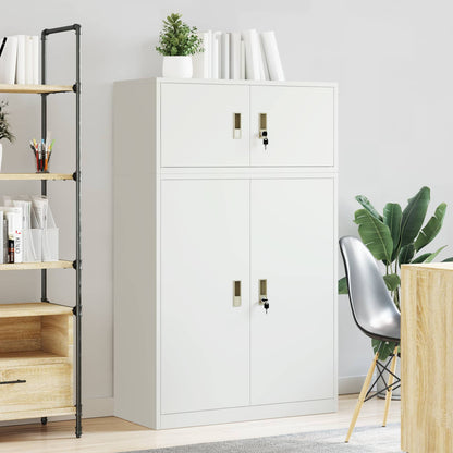 Storage Cabinet 2 pcs White 90 x 40 x 145 cm Steel Lockable