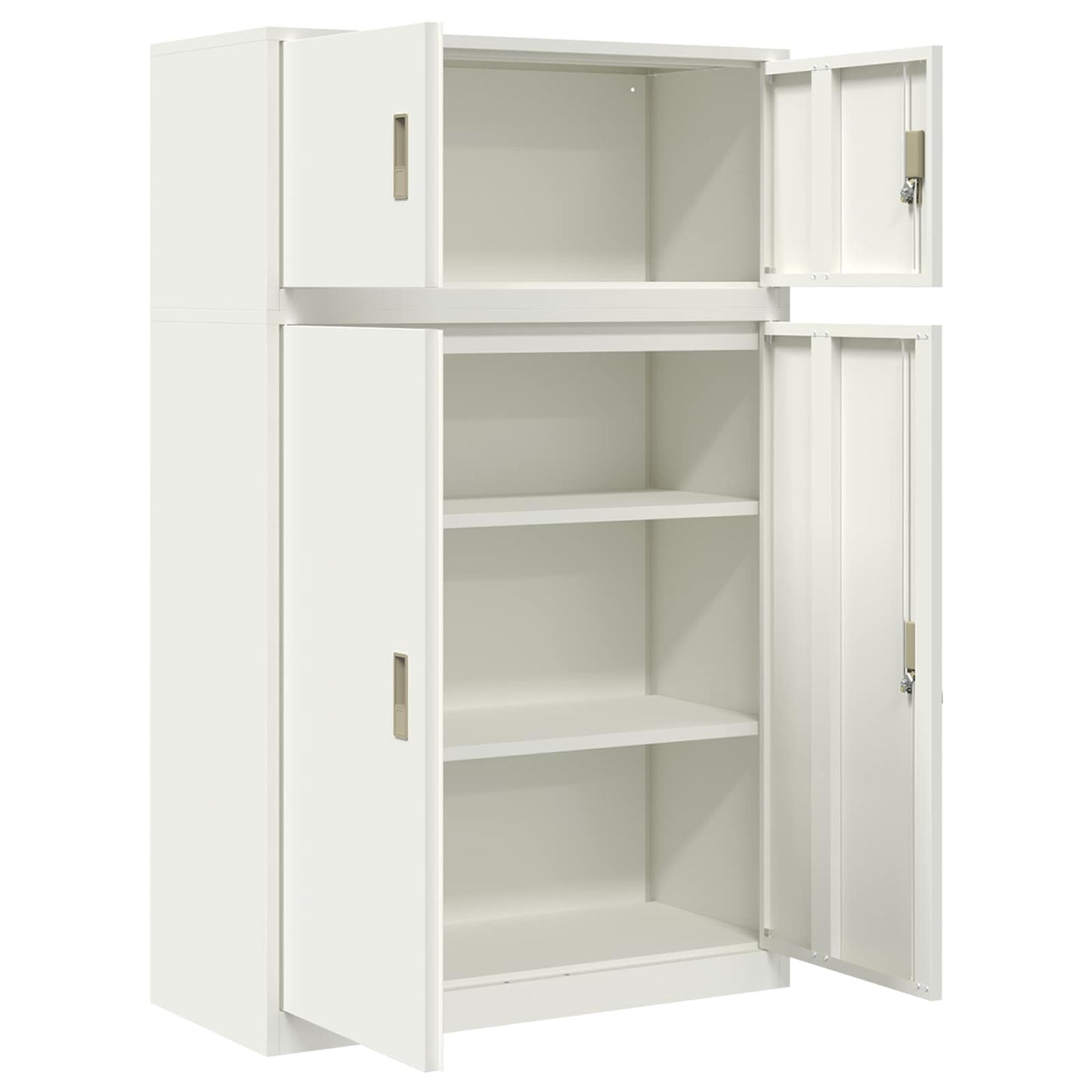 Storage Cabinet 2 pcs White 90 x 40 x 145 cm Steel Lockable