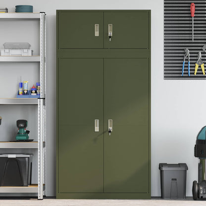 Storage Cabinet 2 pcs Olive Green 90 x 40 x 180 cm Steel