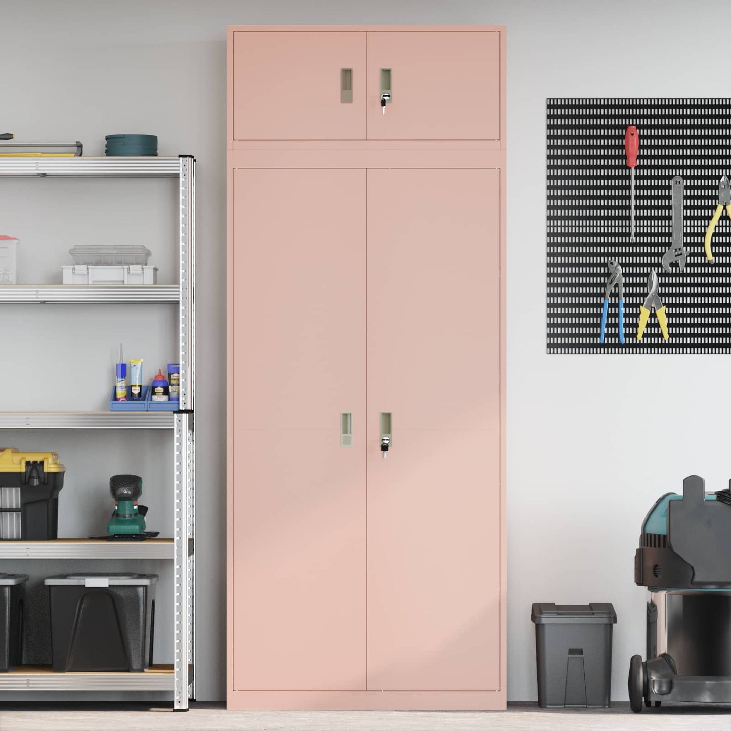 Storage Cabinet 2 pcs Pink 90 x 40 x 220 cm Steel Lockable