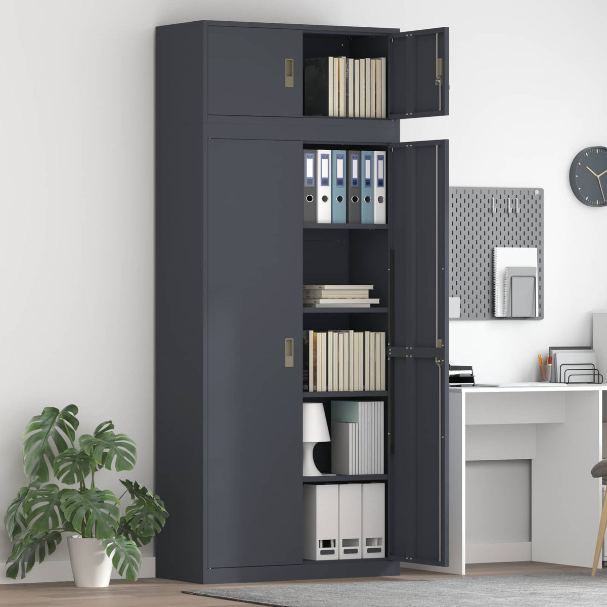 Storage Cabinet 2 pcs Anthracite 90 x 40 x 220 cm Steel