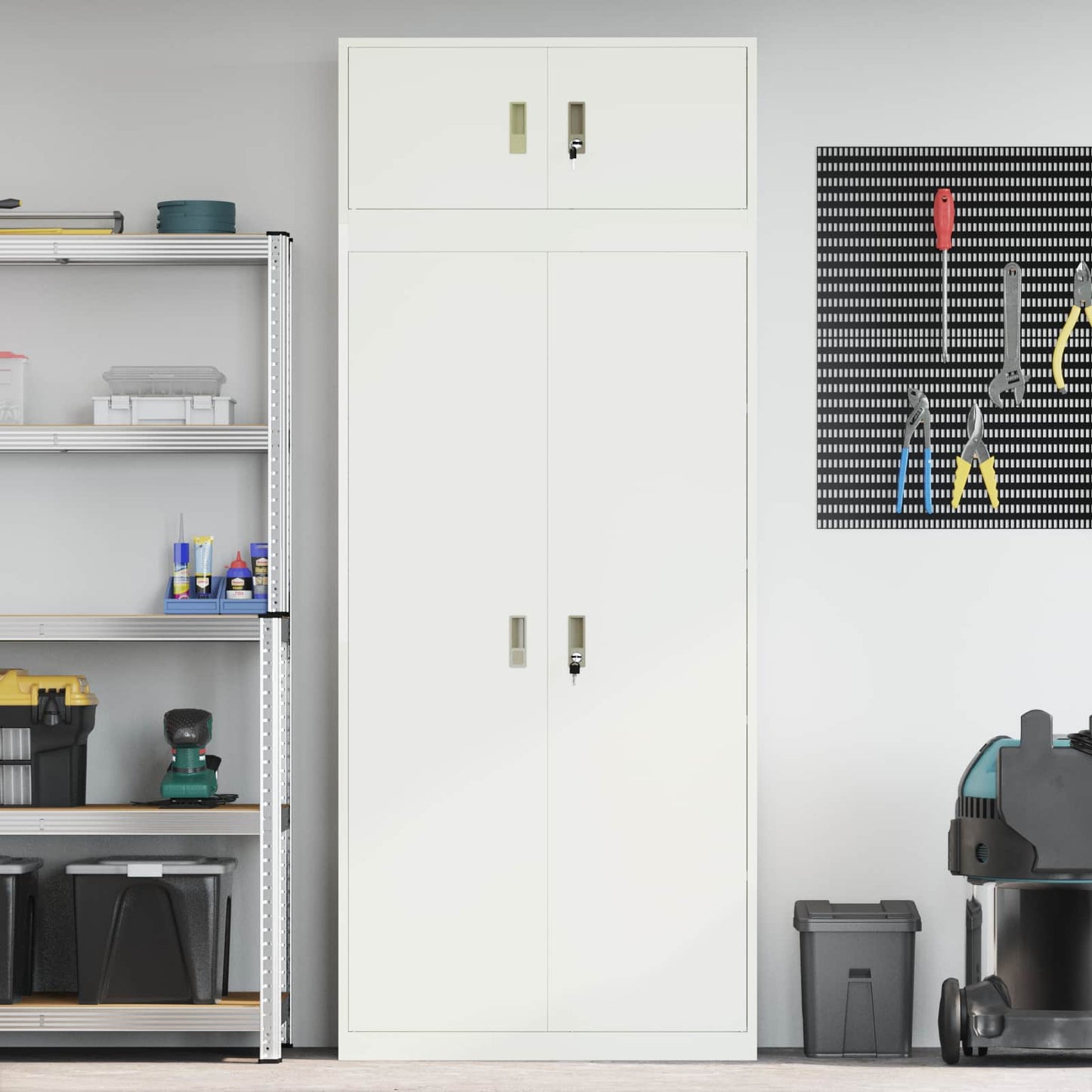 Storage Cabinet 2 pcs White 90 x 40 x 220 cm Steel Lockable
