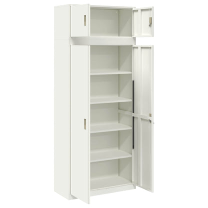 Storage Cabinet 2 pcs White 90 x 40 x 220 cm Steel Lockable
