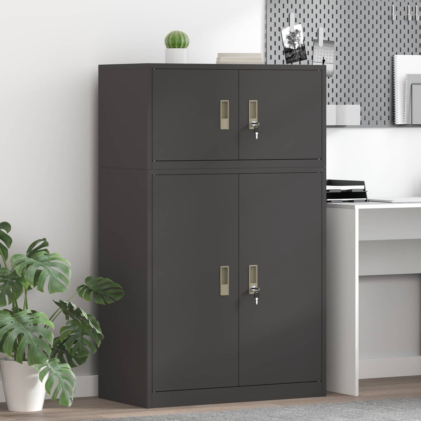 Storage Cabinet 2 pcs Black 80 x 40 x 130 cm Steel Lockable