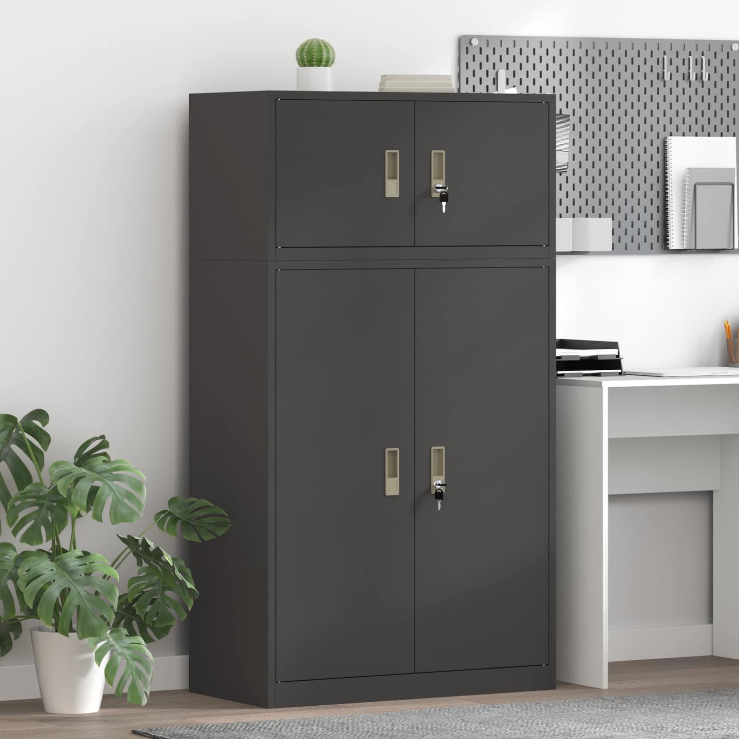 Storage Cabinet 2 pcs Black 80 x 40 x 145 cm Steel Lockable