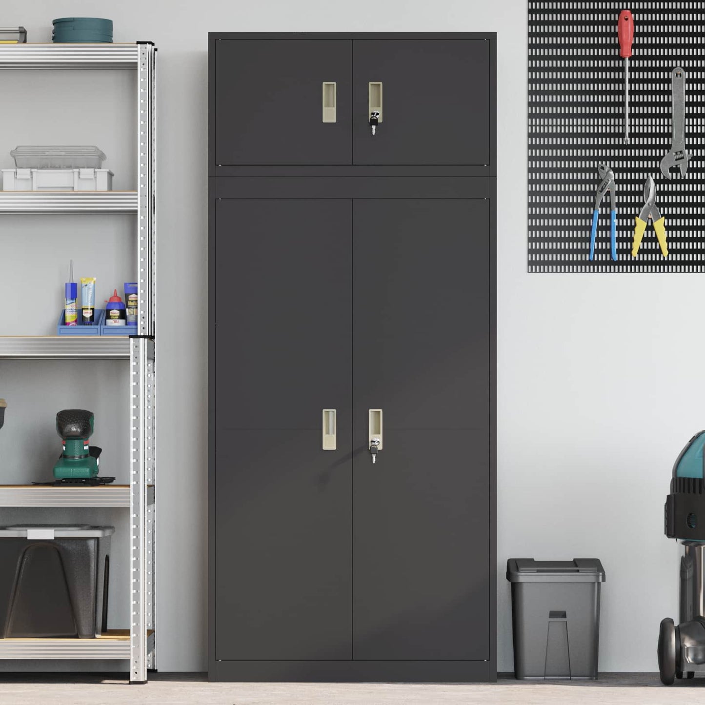 Storage Cabinet 2 pcs Black 80 x 40 x 180 cm Steel Lockable