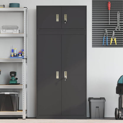 Storage Cabinet 2 pcs Black 80 x 40 x 180 cm Steel Lockable